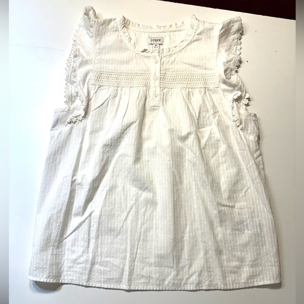 J Crew Smocked Ruffled Sleeveless Top